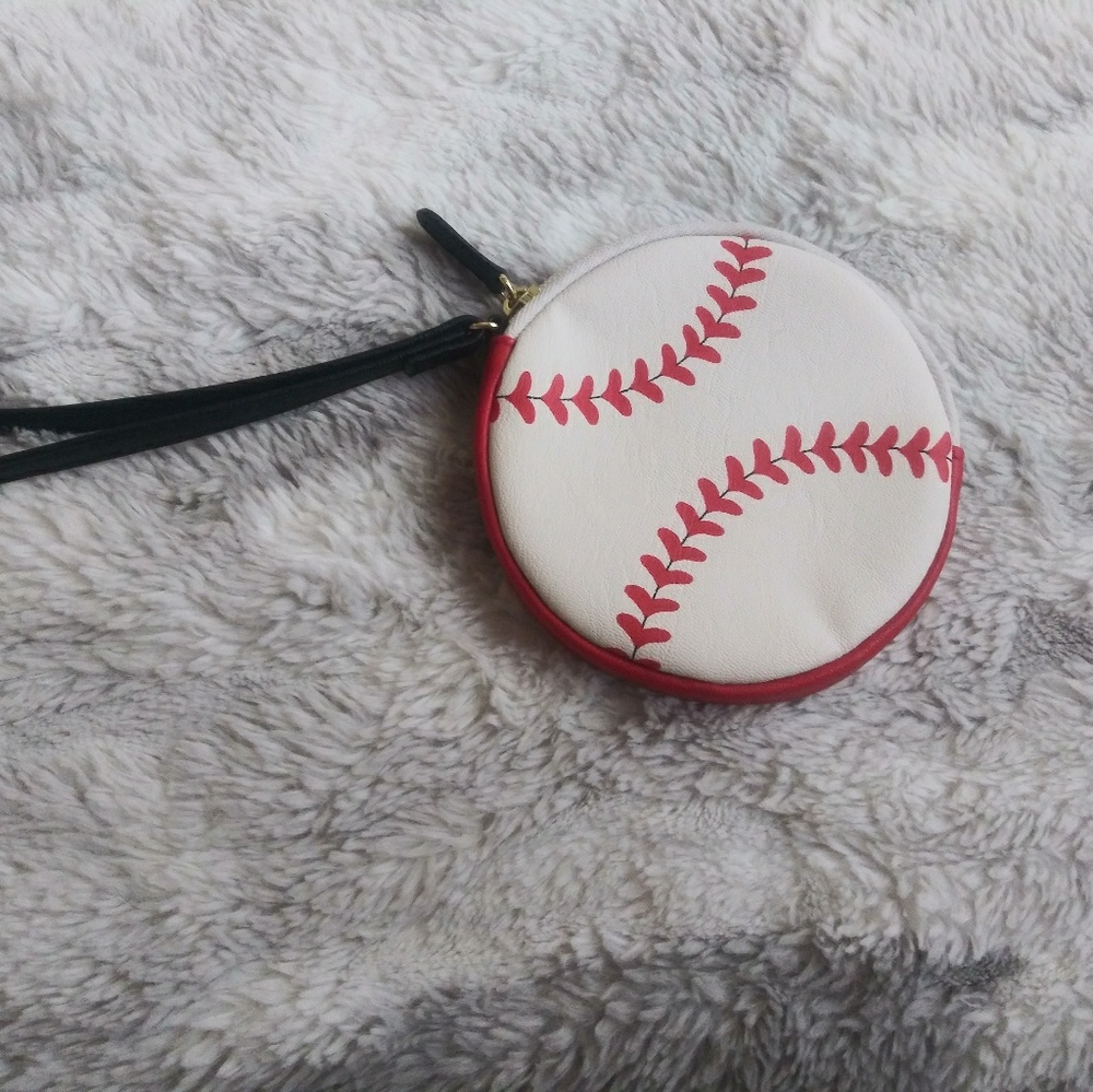Betse Johnson BASEBALL coin purse zipper wristlet 